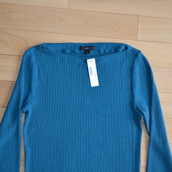 NWT J Crew Long Sleeve Scoop Neck Ribbed Tee Size Small - Picture 2 of 5